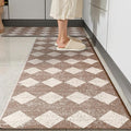Khaki Beige Moroccan Trellis Checkered Kitchen Rug Sets [2 PCs], Anti-Fatigue, Waterproof Non-Slip Kitchen Mats Heavy Duty Ergonomic Comfort Foam Rug for Floor, Home, Laundry,17"x29"+17"x47"