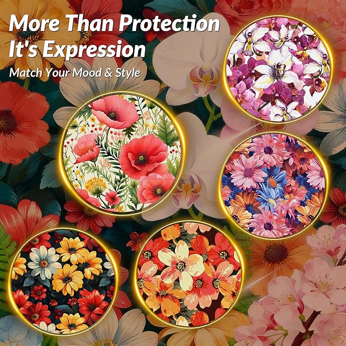 Libre 3 & Plus Sensor Covers Waterproof, Amolyfe 10 Pack Freestyle Libre 3 Sensor Covers, Bump-Proof with Hard Cap for Free Style Glucose Sensor, Easy-Peel Tab 14-Day Protection (Tropical Flower)