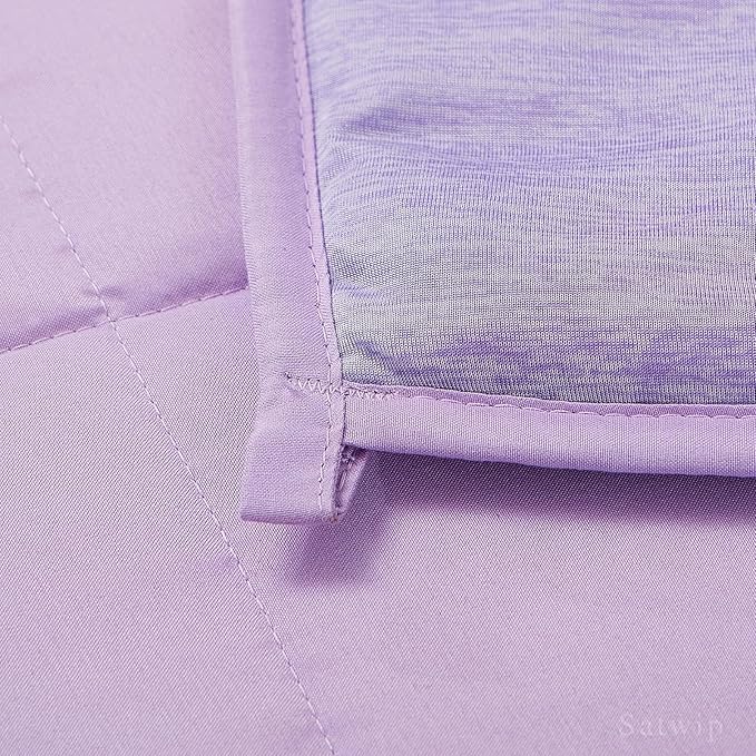 Satwip Cooling Weighted Blanket 12 Pounds Cool Moire Jersey Twin Size Bed Blanket for Hot Sleeper with Soft Breathable Sanded, 48 x 72 inches, Purple