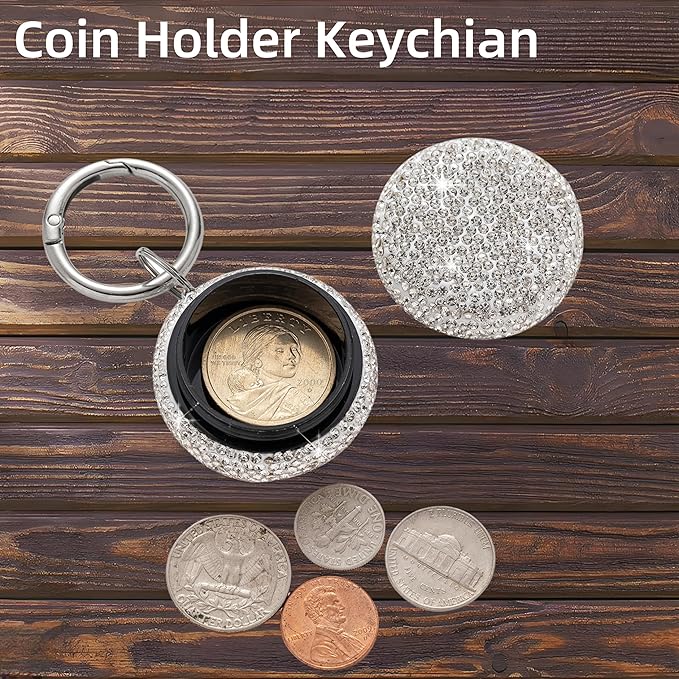 Keychian Pill Holder Round Pill Organizer Key Chain Tiny Pill Case Portable Small Medicine Container for Ring Earplugs Coin (Silver)