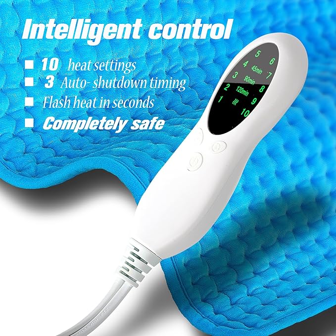 Heating Pad for Neck and Shoulders and Back,Auto Shut Off&Dry&Moist Heat,Heating Pad for Period Cramps,Gifts for Women, Men, Family, Friends(Blue Classic, 12 * 24in)