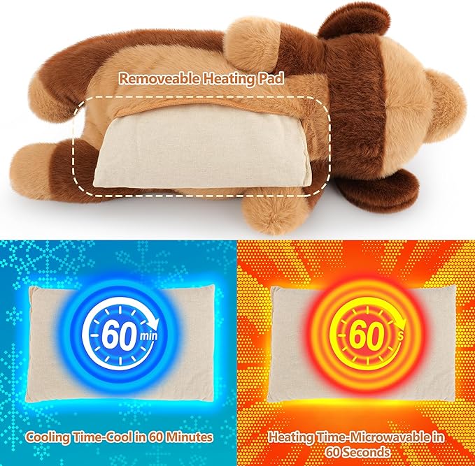 2lb Weighted Dachshund Dog Microwavable Heating Pad-16in Weighted Dachshund Dog Heating Pads for Cramps &Period Pain Relief, Heatable & Coolable Stuffed Animals Bedtime Birthday Gift for Women Kids
