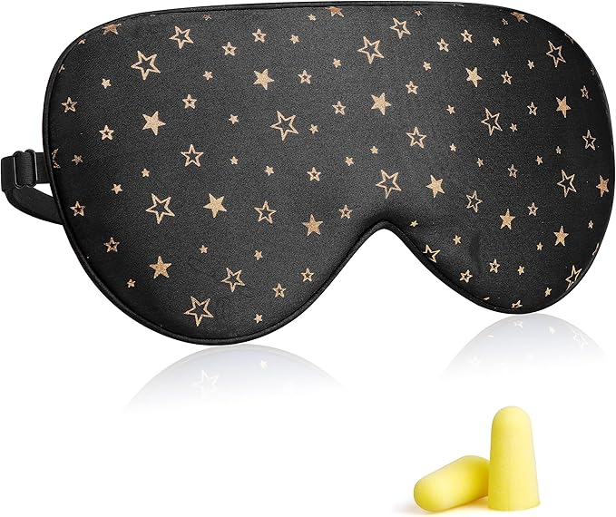 Silk Sleep Eye Mask for Men Women, Comfortable Super Soft Eye Mask with Adjustable Strap, 100% Pure Silk, Works with Every Nap Position, Ultimate Sleeping Aid Blindfold, Blocks Light, Jersey Slumber