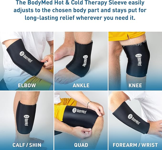 BodyMed 360° Hot & Cold Sleeve for Knee, Elbow, Ankle, Wrist Discomfort Relief – Flexible, Reusable Gel Ice Pack Compression Therapy for Sprains, Arthritis, Tendonitis - Large