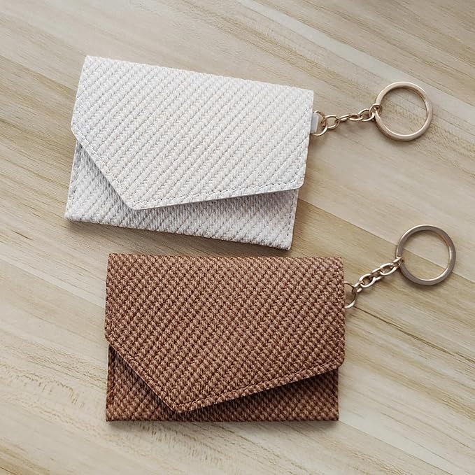 Birth Control Pill Case Wallet PU Leather Medicine Holder Keychain (Brown)