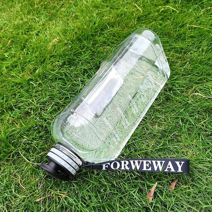 Half Gallon Water Bottle with Handle 2.2L/74OZ Large Plastic Water Bottles BPA Free Water Bottles with Strap Portable with Time Marker for Camping, Hiking and Home Activity