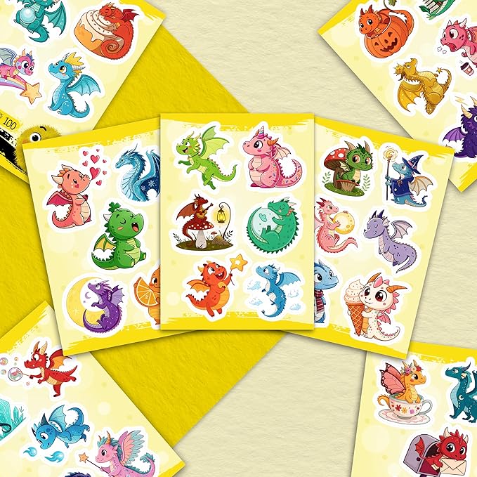 100Pcs Cute Dragon Stickers Waterproof, Funny for Laptop - Dragon Party Supplies - Gift for Women & Men