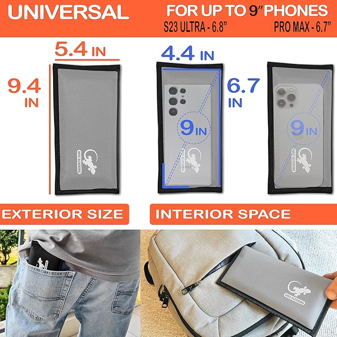 Faraday Bag, Anti-Tracking GPS RFID Car Key Signal Blocker Wallet Shielding Pouch Protective Case for Cell Phone Car Key FOB, Data Privacy, Electronic Device Security (SILVER - NYLON)