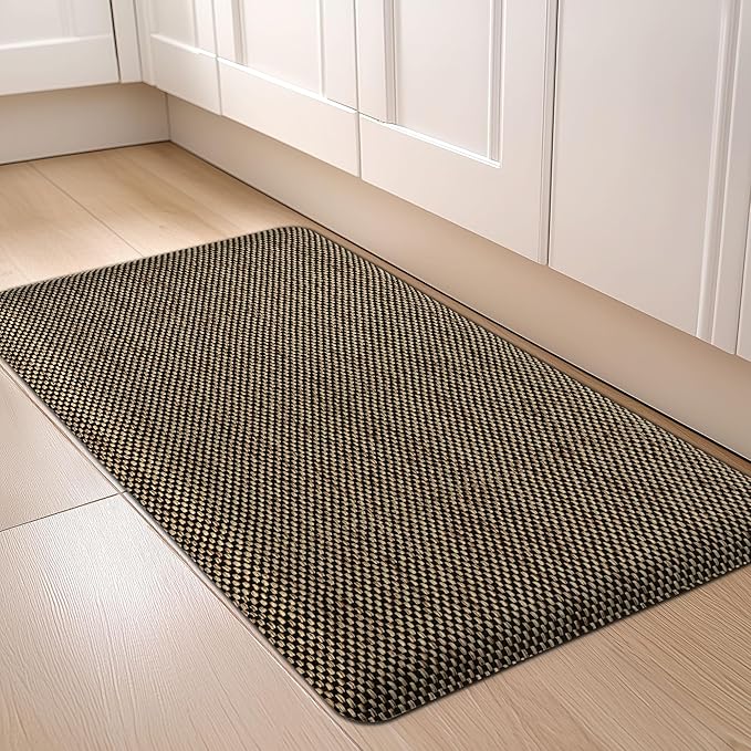 Kitchen Mats for Floor Cushioned Anti-Fatigue Kitchen Floor Mat Non Slip Kitchen Rugs for Floor Absorbent Memory Foam Comfort Standing Mat for Front of Sink, Office, Laundry(Black, 17.3"x28")
