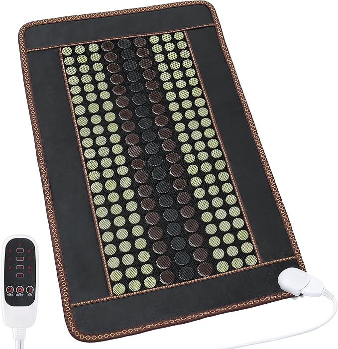Far Infrared Heating Pad, Natural Jade and 2 Different Tourmaline Heating Pad, Electric Heating Pads for Back Neck Shoulders and Abdomen, Auto Shut Off Function (41.5" X 24")