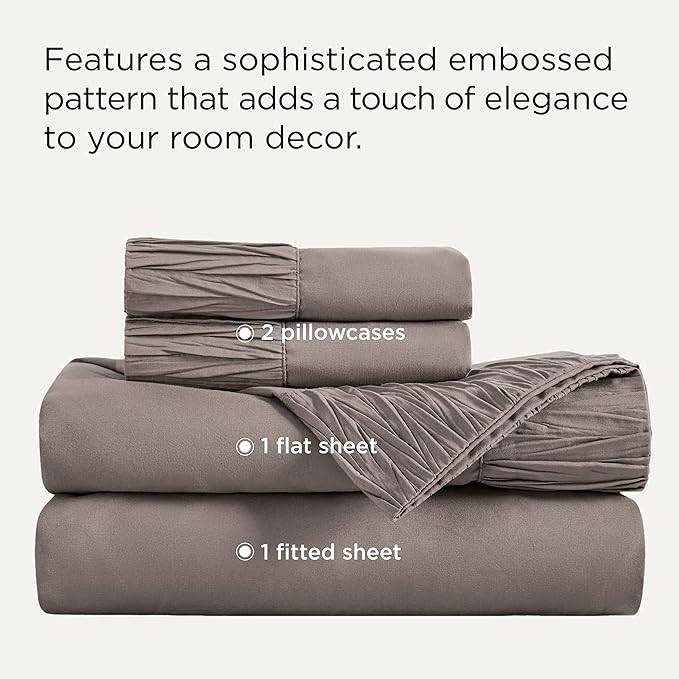 Bedsure King Size Sheets Set - 4 Pieces Soft King Sheets - Breathable & Cooling - Hotel Luxury - Easy Care Polyester Microfiber Bedding for Women, Men, Taupe