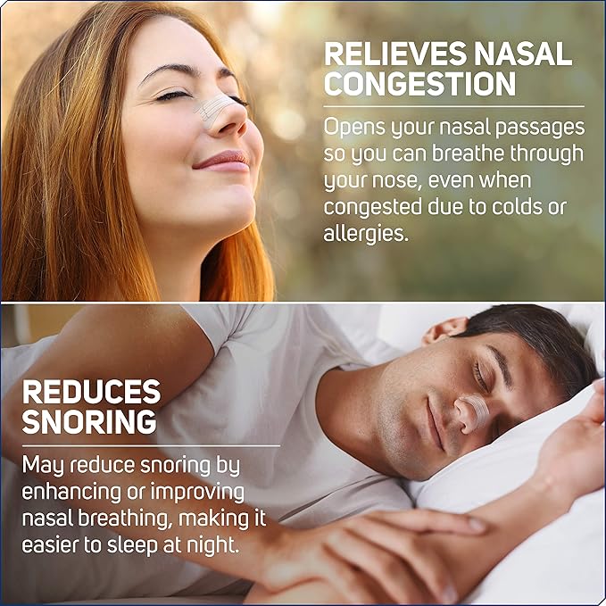 Nasal Strips Extra Strength, Tan, 50 Count | Works Instantly to Improve Sleep, Reduce Snoring, & Relieve Nasal Congestion Due to Colds & Allergies