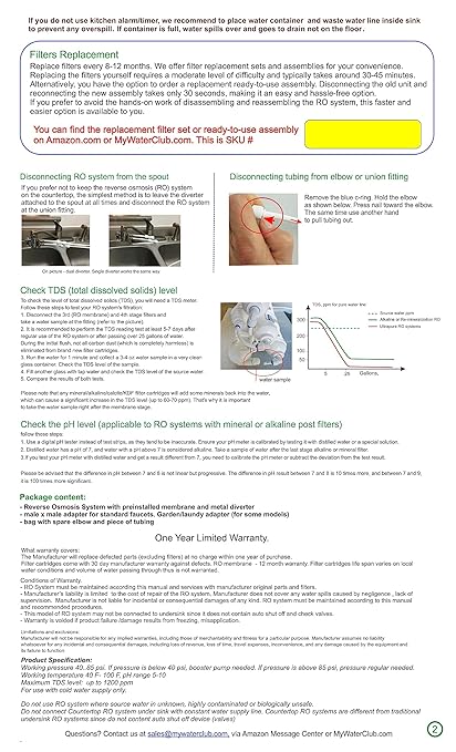 Mineral 5-Stage Countertop MyWaterClub Reverse Osmosis Water Purification System, 100 GPD Membrane, with Post re-Mineralization Filter. Dual Connection: Faucet and Garden/Laundry Hose Adapter