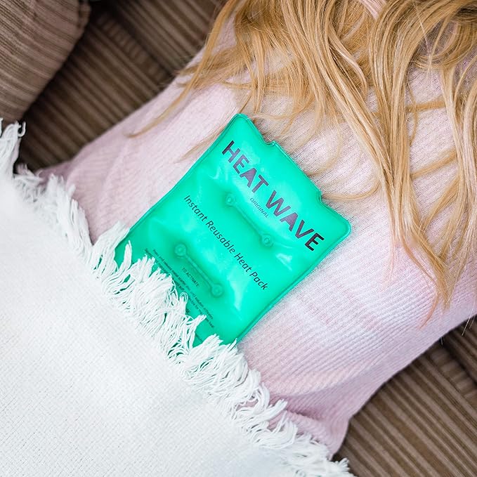 HEAT WAVE Instant Heat Packs Medium (5×9”)- Medical Grade Reusable Green 1-Pack Fast and HOT - Made in USA for Muscle Aches, Back, Arm, Shoulder, Pain Relief, Warmth on The Go; Heating Pad Click Heat