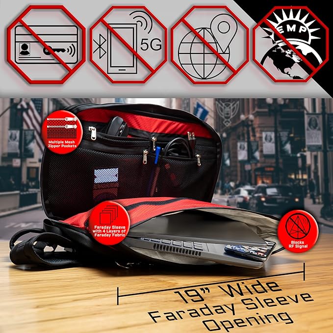 Xtreme Sight Line ~ FLEX Faraday Bag/Small LITE Faraday Bag Combo ~ Tracking/Hacking Defense ~ Red