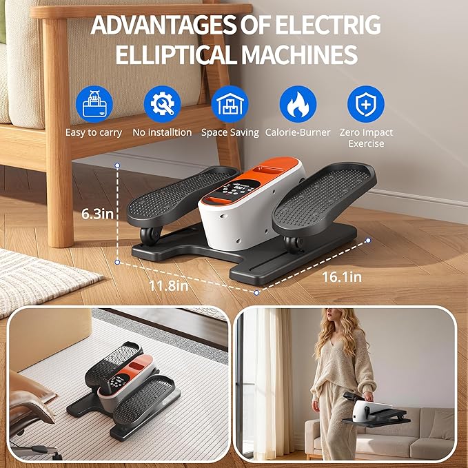 Elliptical Leg Exerciser with Electric Seated Pedal, Under Desk Elliptical Machine for Home & Office, Manual & Auto Mode, Forward & Reverse,12 Speeds Leg Exercise Machine for Seniors