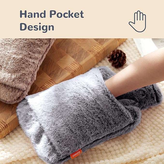 samply Hot Water Bottle with Cover - 2L Hot Water Bag with Hand Pocket, for Hand Feet Warmer, Black