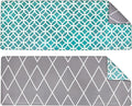 OPUX Anti Fatigue Kitchen Floor Mat, Reversible Cushioned Memory Foam Kitchen Rug Pad, Waterproof Non-Slip Padded Comfort Standing Mat Office Laundry Home, 47x17 (Geometric Teal Gray)