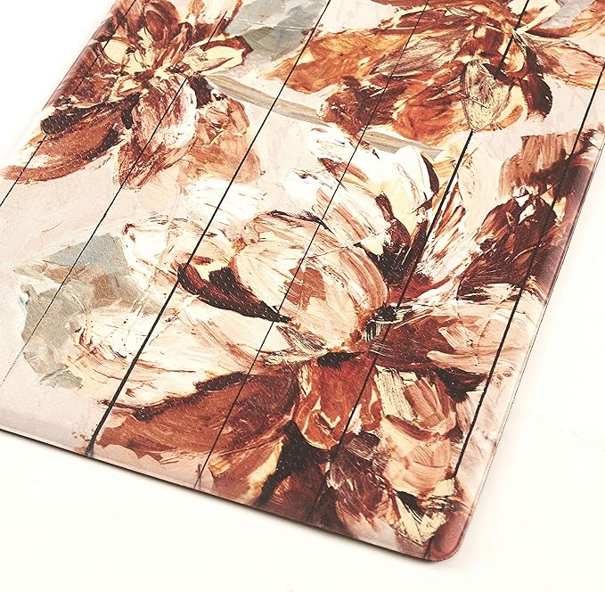 J&V TEXTILES Anti Fatigue Kitchen Mat for Floor, Embossed Themed Cushioned Kitchen Runner Rug Mat, Non Slip, Easy Wipe Clean, 1/2 Inch Thick (20x39 inches, Floral)
