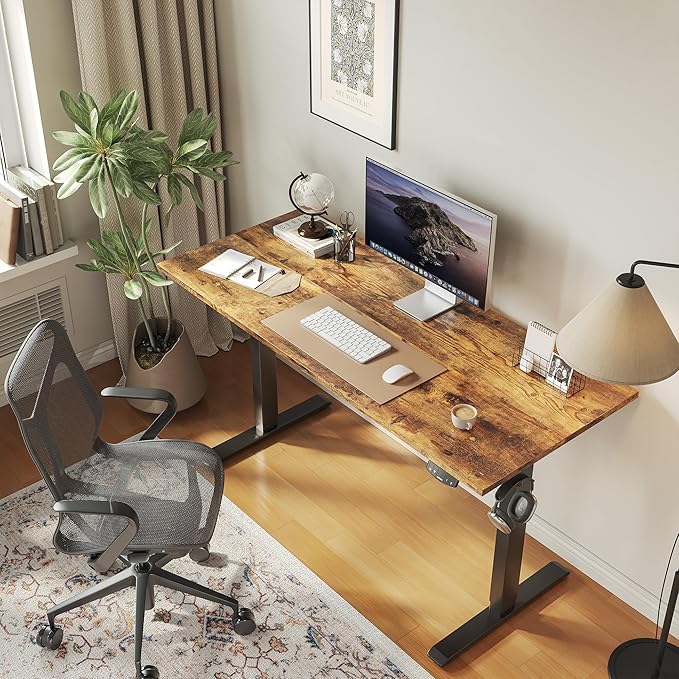 Agilestic Electric Standing Desk, 48 x 24 Inches Height Adjustable Desk, Sit Stand up for Work Office Home, Ergonomic Rising Computer Table with Memory Preset, Rustic Brown