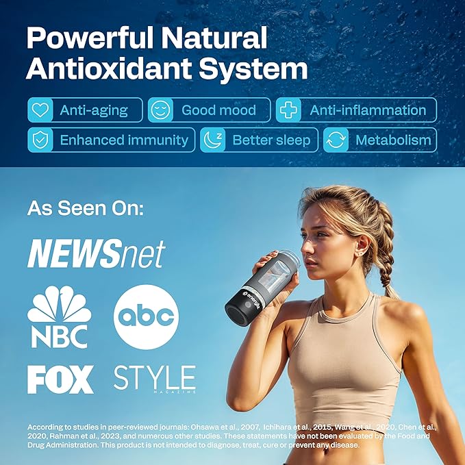 Hydrogen Water Bottle | Large 16.2 oz (480 ml) Hydrogen Water Bottle Generator 3000ppb | Hydrogenator Machine | SPE/PEM Hydrogenated Ionizer Generator (Black w/Gray)