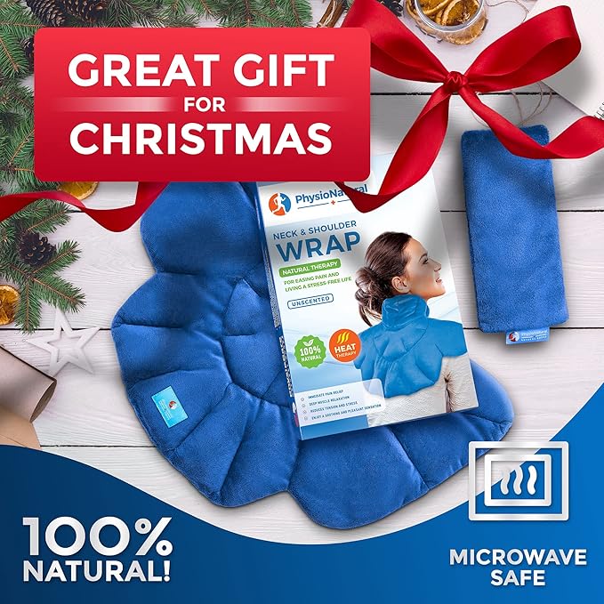PhysioNatural Microwavable Heating Pad – for Instant Relief and Relaxation in Cases of Muscle Pain, Tension and Stress, Aches, Spasms, Stiffness, Migraines, and Headaches - Unscented