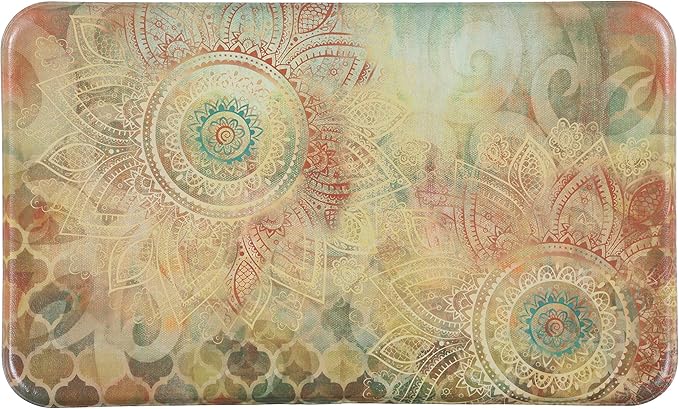 J&V TEXTILES Anti Fatigue Kitchen Mat - Kitchen Mat Cushioned Anti Fatigue, Kitchen Floor Mats Cushioned, Non Slip Waterproof Mat Standing Desk, 20x36x1/2 inches (Boho Study Floral)