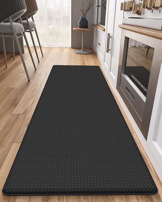 Color&Geometry Anti Fatigue Cushion Kitchen Mat for Floor -17"x59",Easy Clean, Water & Oil Proof, Anti Slip, Foam Rubber Runner Rug for Front Sink Comfort Standing,Black