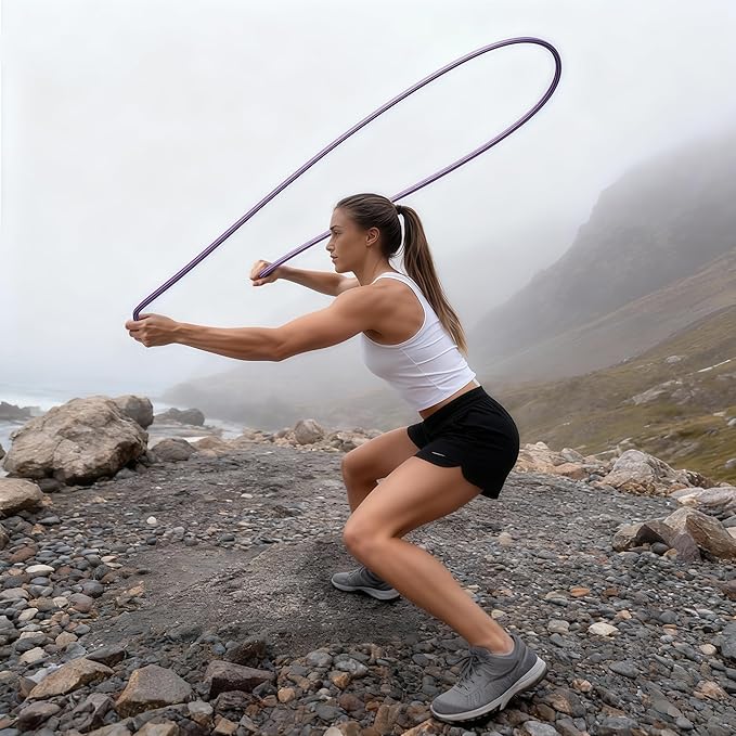 Flow Rope Exercise Jump Rope – 1.5lb Weighted Flow Jump Rope for Cardio, Boxing, HIIT & Upper Body Fitness – Adjustable Double Woven Workout Rope for Women, Beginners – Indoor & Outdoor Use