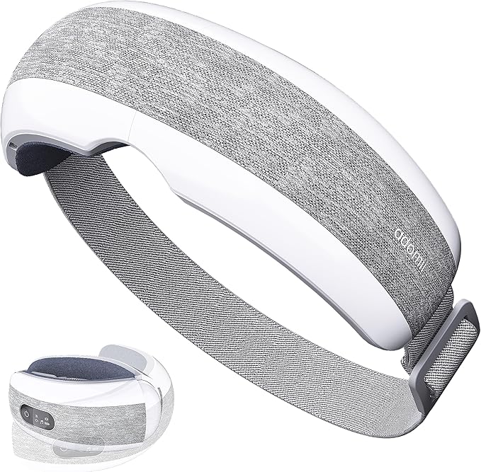 Eye Massager with Heating, Heated Eye Mask with Bluetooth Music, Adjustable Head Strap,Improve Sleep Mask, Gift for Women Men Mom Dad