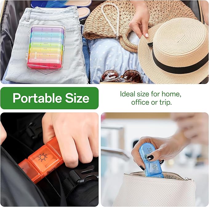 Weekly Pill Organizer 3 Times a Day, Large 7 Day Pill Box 3 Times a Day with Separate Container, Portable Pill Case for Fish Oil and Supplements Medication, Vitamins