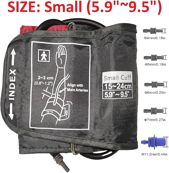 Child Small Size Cuff Compatible with Omron 5.5”-9.5” Inches (15-24CM) Blood Pressure Cuff ARM BP Replacement Cuff for Pediatric and Women (Small+ 5 Connectors)