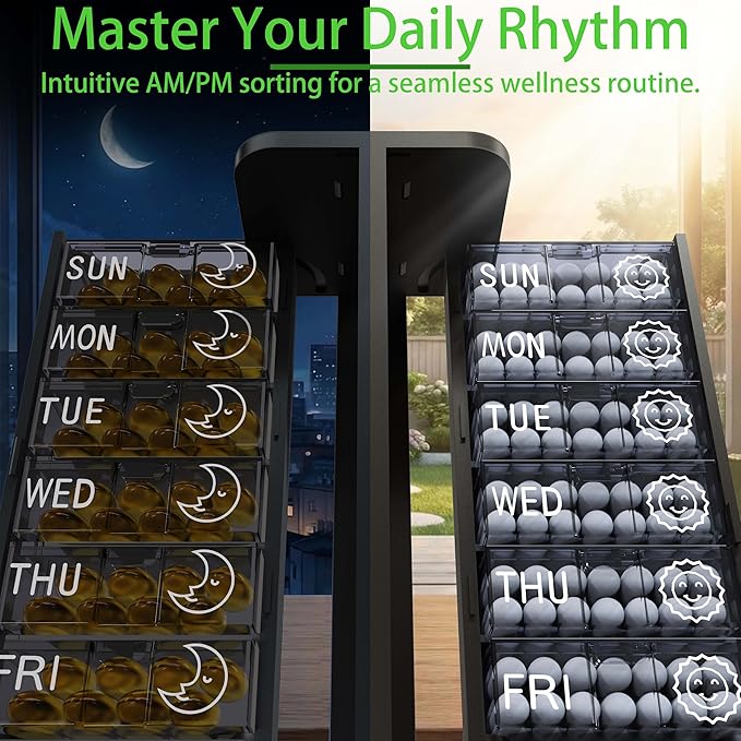 Aesthetic Pill Organizer 7 Day AM PM, Discreet 2 Times a Day Weekly Pill Box with Double Protection Shell, Large Capacity Portable Vitamin Case for Travel Meds & Medicine Organizer (Pink)