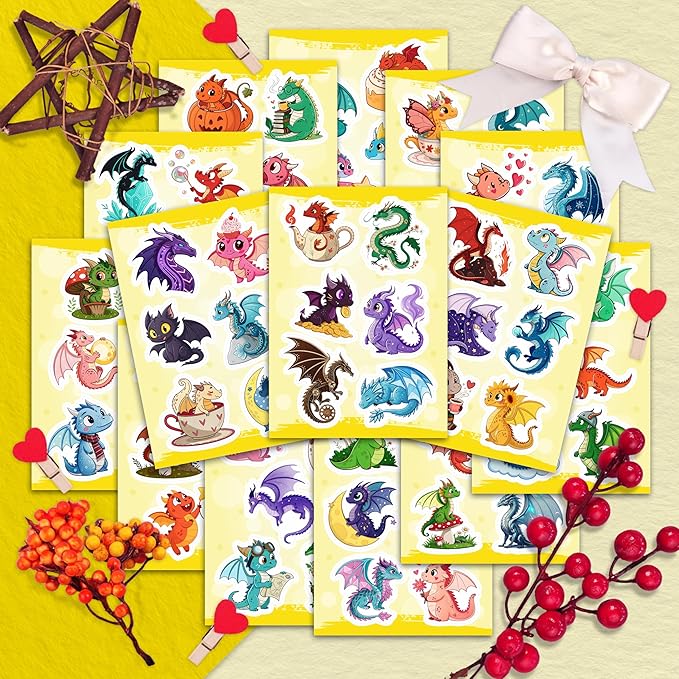 100Pcs Cute Dragon Stickers Waterproof, Funny for Laptop - Dragon Party Supplies - Gift for Women & Men
