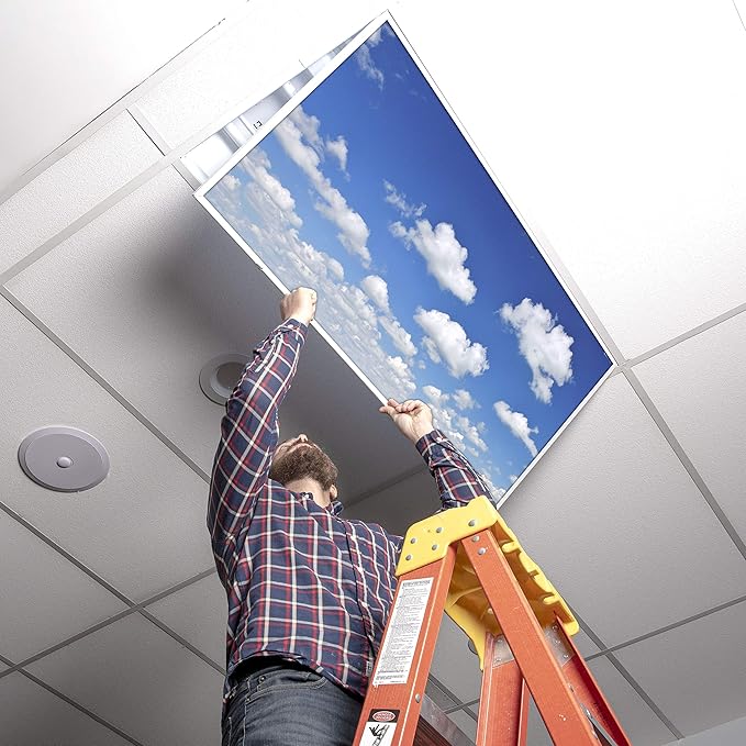 OCTO LIGHTS Fluorescent Light Covers Cloud Sky Panel for Ceiling Lights, Light Covers for Ceiling Lights Classroom 2x4 (22.38"x46.5") Backlit Film Insert for Fluorescent Light Fixtures (Pack of 1)