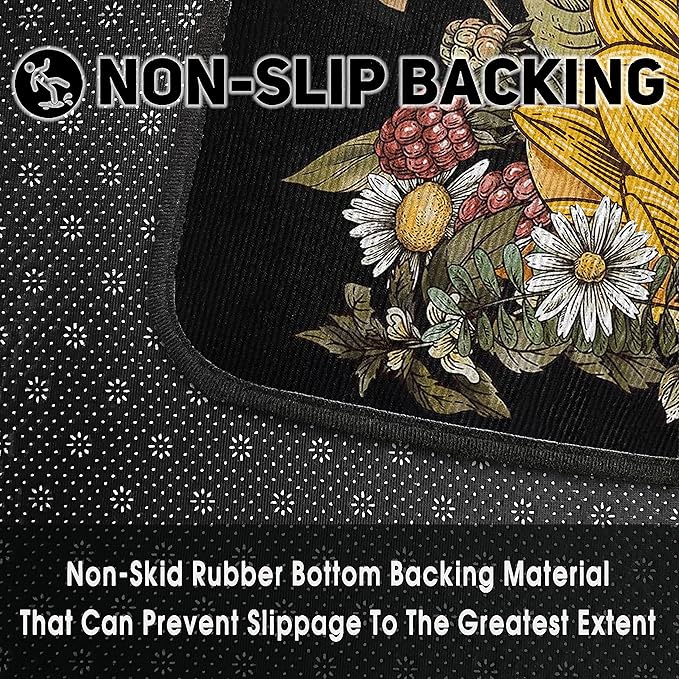 Sunflower Kitchen Rugs 2 Piece Set for Floor Mat, Non Skid Washable Absorbent Microfiber Sunflower Kitchen Mat for in Front of Sink for Standing for Home Sunflower Kitchen Decor 17"X30"+17"X47"