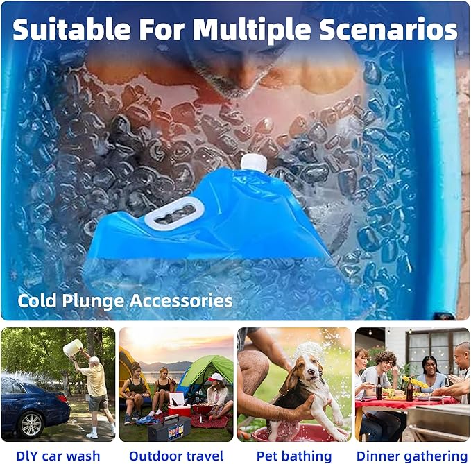 10L Ice Bath Bags Reusable, Cold Plunge Accessories, Portable Bathtub Freezer Bag for Fast Freezing, Large Capacity Leak-Proof Ice Bath at Home, Sport, Camping (4-Pack)