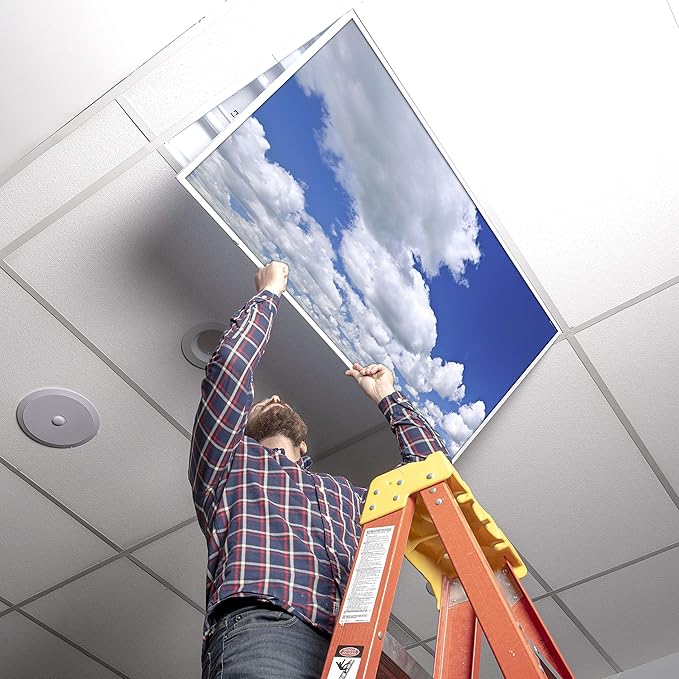 OCTO LIGHTS Fluorescent Light Covers Cloud Sky Panel for Ceiling Lights, Light Covers for Ceiling Lights Classroom 2x4 (22.38"x46.5") Backlit Film Insert for Fluorescent Light Fixtures (Pack of 1)