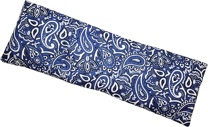 Microwavable Corn Filled Heating Pad and Cold Pack/Washable 100% Cotton Cover (Bandana - Navy, 5.25in W x 17.25in L)