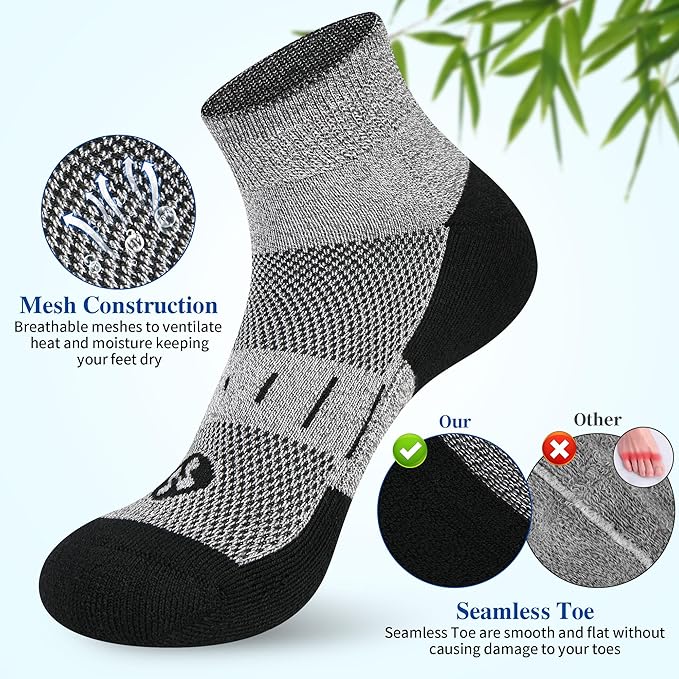Diabetic Socks for Men,6 Pairs Ankle Mens Diabetic Socks,Diabetic Neuropathy Socks for Men Size 9-11/10-13/13-15.