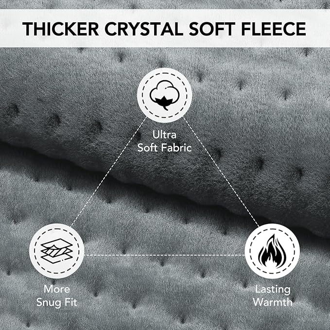 Extra Large Heating Pad for Back Pain Relief - 33"x17" Electric Heat Pad,6 Heat Settings &4 Auto Off, Machine Washable,Overheat Protection,for Shoulders,Neck,Period Cramps,Gifts for Women Men [Gray]