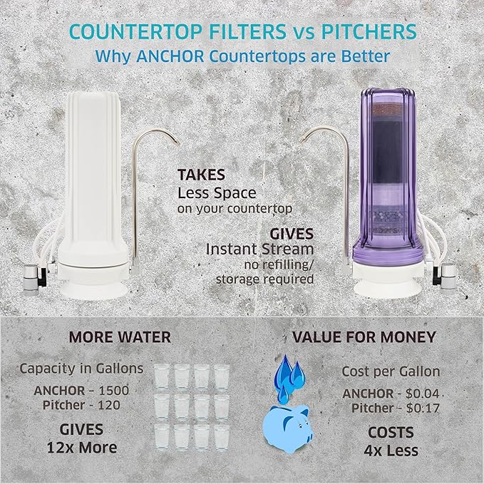 Anchor AF-3110 10-Stage Alkaline, Mineral, Anti-oxidizing Countertop Water Filter - Removes PFASs, Heavy Metals, Chlorine (Clear)