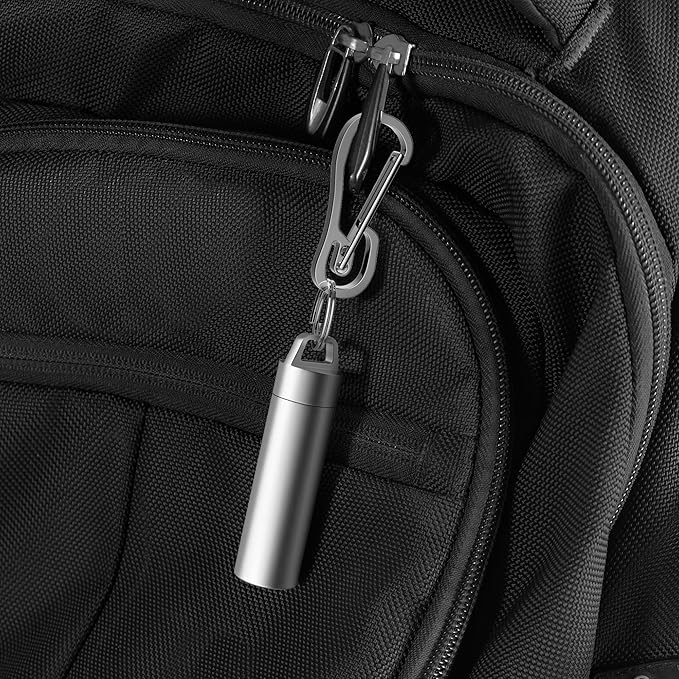 Small Pill Holder Keychain, Portable Metal Pill Case Waterproof Pill Box Container Mini Stainless Steel Pill Organizer for Travel Purse Pocket