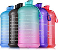 Hydration Nation 1 Gallon Water Bottle with Times to Drink - Motivational Time Reader Leak-Proof Jug with Flip Cap & Strap - 128oz Sports Bottle