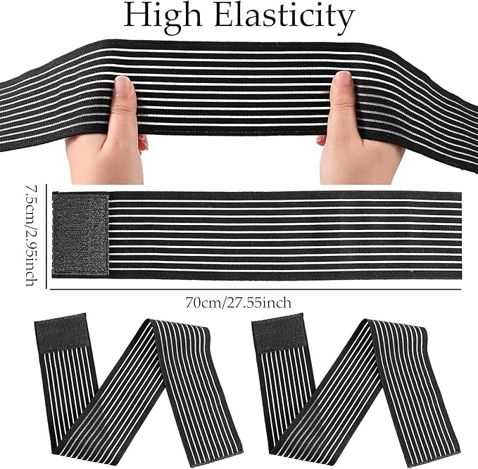 Syhood Compression Bandage Wraps for Leg, Elastic Calf Compression Sleeve Ankle Support, Adjustable Plus Size for Men and Women Stabilising Ligament, Joint Pain, Sports(4 Pieces,28 Inches)