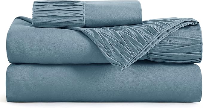 Bedsure Twin XL Sheet Sets Dorm Bedding - 3 Pieces Soft Extra Long Twin Sheets, Hotel Luxury, Easy Care Microfiber for Women, Men, Mineral Blue