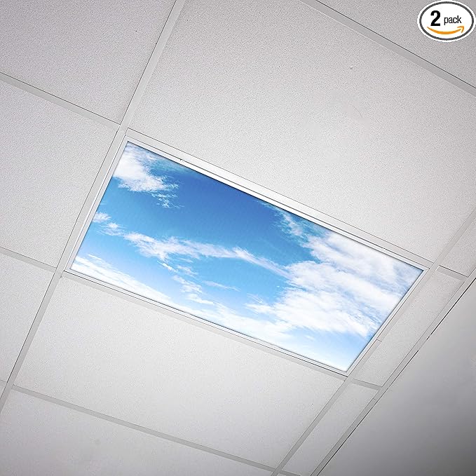 OCTO LIGHTS Fluorescent Light Covers Cloud Sky Panel for Ceiling Lights, Light Covers for Ceiling Lights Classroom 2x4 (22.38"x46.5") Backlit Film Insert for Fluorescent Light Fixtures (Pack of 1)