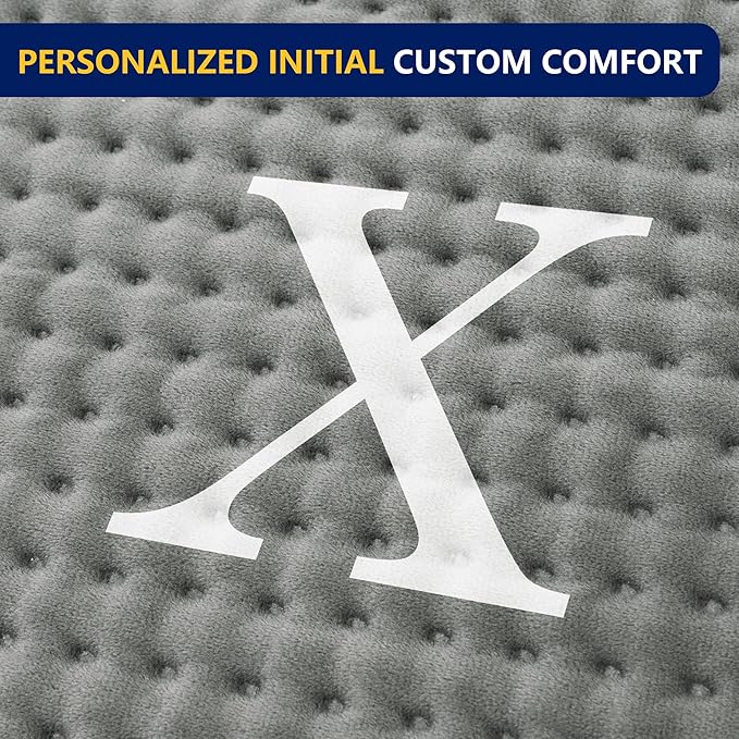Heating Pad for Back & Period Cramps, 12"x24" Large Electric Heat Pads for Neck/Shoulder Muscle Pain Relief, Personalized Initial Dry/Moist Heated Blanket Machine Washable, Birthday Gift