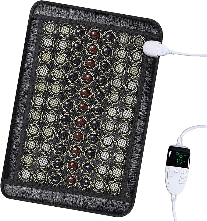 Jade Heating Pad, Infrared Heating Pad, Far Infrared Heating Pads with Travel Bag and Chair Strap, Smart Controller with Memory Function, Auto Shut Off, 23.5 x 16 inches