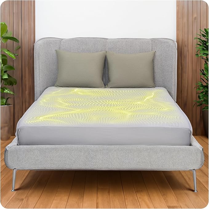 Grounding Sheets Twin Size - Grey Earthing Sheets for Natural Sleep Enhancer - 90% Organic Cotton + 10% Silver Fiber Fitted Grounding Bed Sheets with Grounding Cord - Experience Ultimate Relaxation